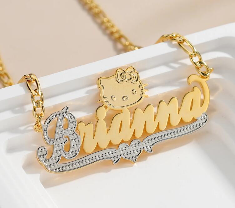 Custom Hello Kitty name plate necklace