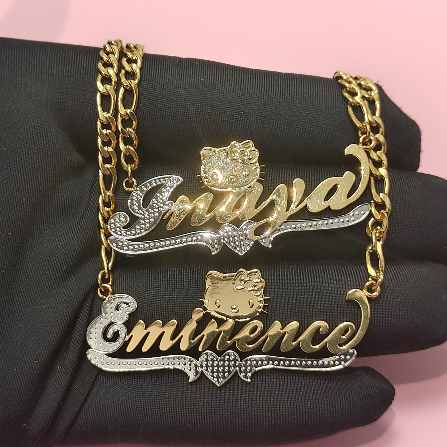 Custom Hello Kitty name plate necklace