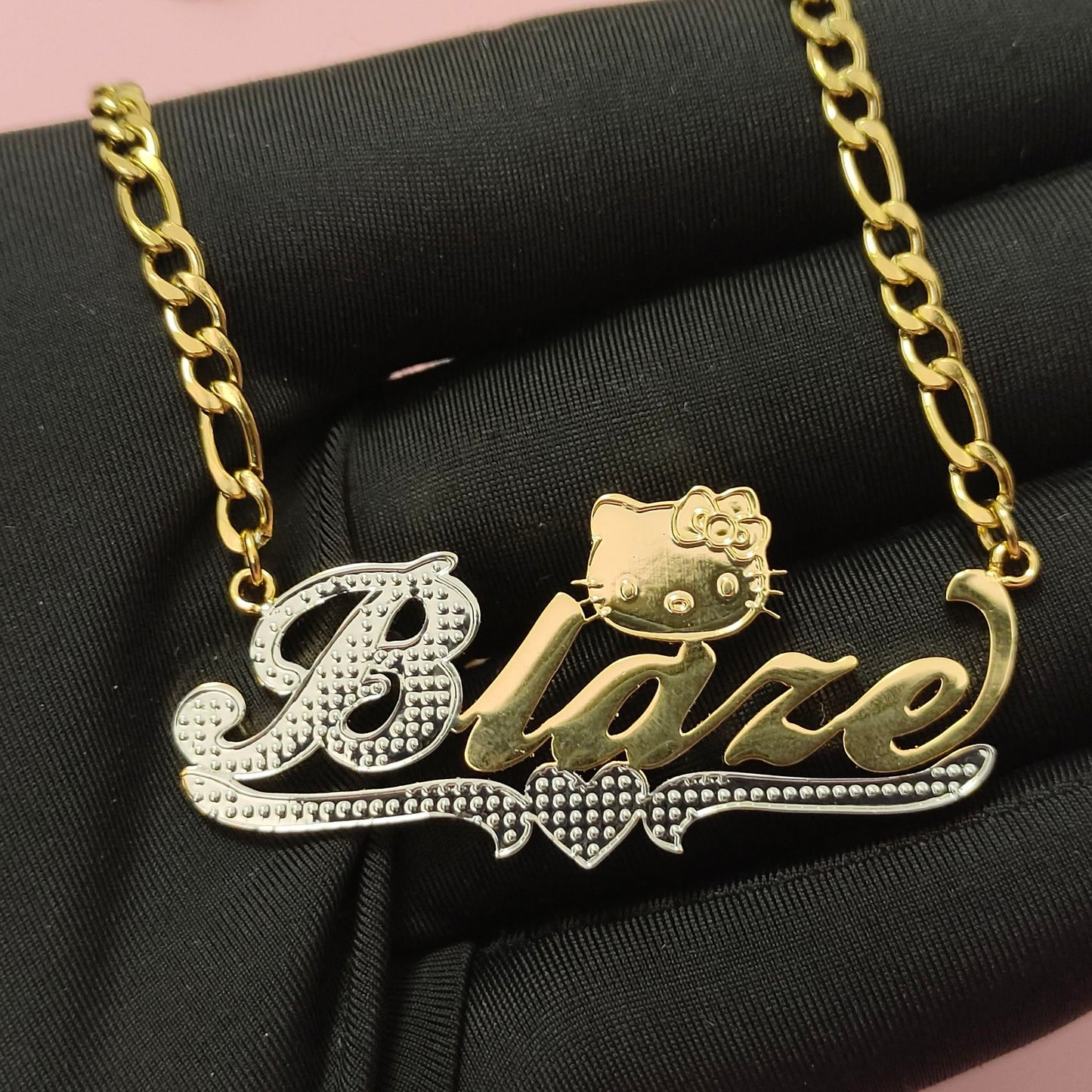 Custom Hello Kitty name plate necklace
