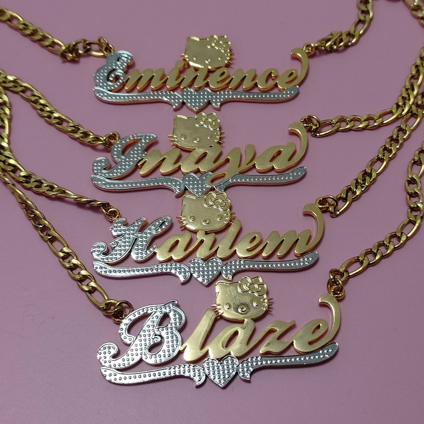 Custom Hello Kitty name plate necklace