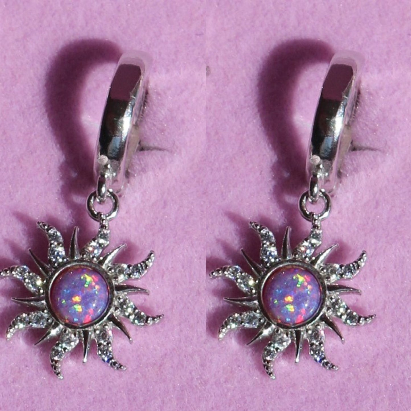 Vintage sun opal pendant necklace micro inlaid zircon pendant for women