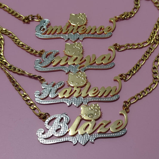 Custom Hello Kitty name plate necklace