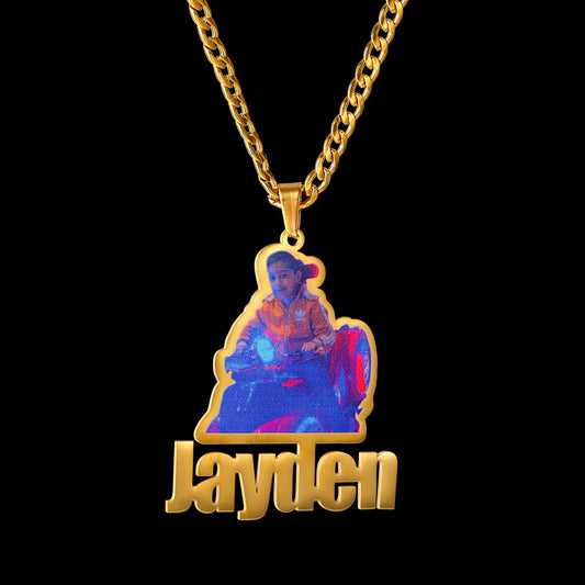 Customized Colorful Photos Stainless Steel Name Necklace Fashion Jewelry